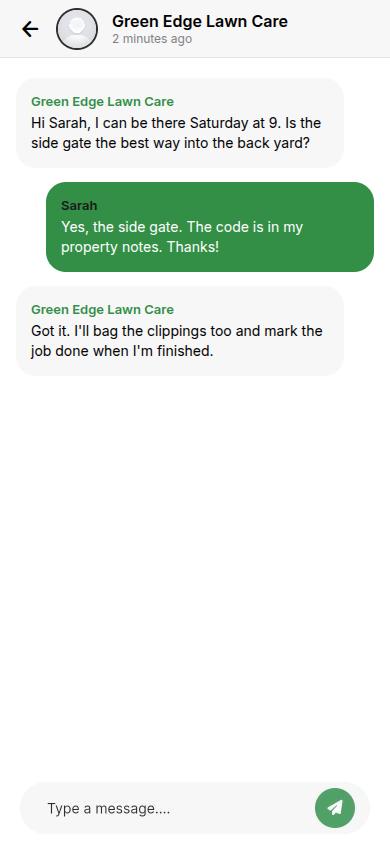 Chat between a homeowner and their pro in the Neemow app